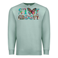 Seafoam stay groovy with butterfly peace sign and flowers Premium Sweatshirt - Artiststas