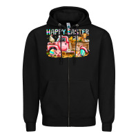Black Happy Easter Animal Farm Truck Zipper Hoodie - CowhideDigitalArt