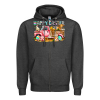 Charcoal Heather Happy Easter Animal Farm Truck Zipper Hoodie - CowhideDigitalArt