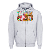 Heather Grey Happy Easter Animal Farm Truck Zipper Hoodie - CowhideDigitalArt