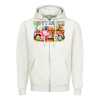 Oatmeal Heather Happy Easter Animal Farm Truck Zipper Hoodie - CowhideDigitalArt