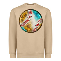 Mushroom baseball with sunflower round earrings Heavyweight Sweatshirt - BundleAndBundleShop