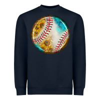 Navy baseball with sunflower round earrings Heavyweight Sweatshirt - BundleAndBundleShop