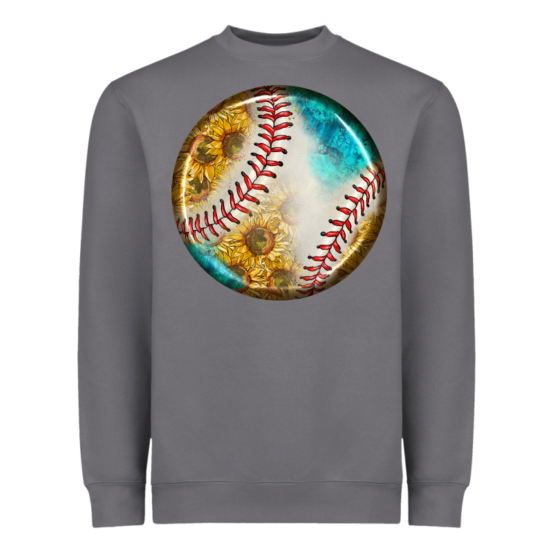 Baseball With Sunflower Round Earrings Heavyweight Sweatshirt by BundleAndBundleShop | Teevron