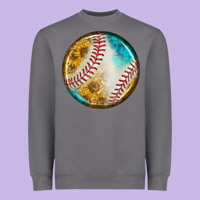 Baseball With Sunflower Round Earrings Heavyweight Sweatshirt Designed By Bundleandbundleshop