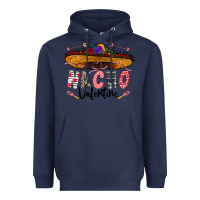 Navy festive sombrero and nacho art Heavyweight Hoodie - CowhideDigitalArt