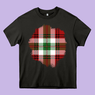 Christmas Tartan Patch Heavy Core Tee Designed By Bundleandbundleshop