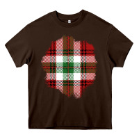 Chocolate Brown Christmas Tartan Patch Heavy Core Tee - BundleAndBundleShop