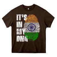 Chocolate Brown IT'S IN MY DNA India Flag Indian Heavy Core Tee - lanVoArt