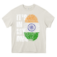 Cream IT'S IN MY DNA India Flag Indian Heavy Core Tee - lanVoArt