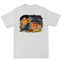 Dove Grey Fall Background With Crow Premium Tee - LillyAllenDesigns