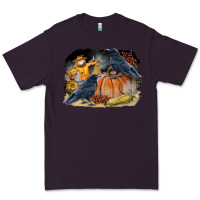 Plum Fall Background With Crow Premium Tee - LillyAllenDesigns