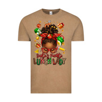 Vintage Coffee santas favorite lunch lady afro messy bun Vintage Tee - texasbilliewilder