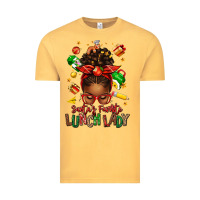 Vintage Mustard santas favorite lunch lady afro messy bun Vintage Tee - texasbilliewilder