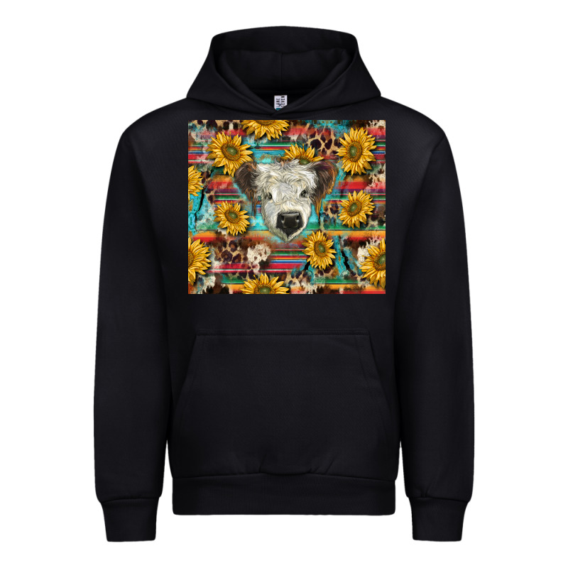White Scottish Calf And Sunflowers Urban Hoodie by BarkalooDesign | Teevron