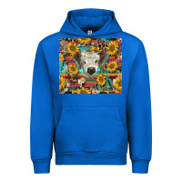 Cobalt white Scottish calf and sunflowers Urban Hoodie - BarkalooDesign