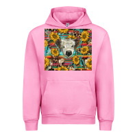 Fuchsia Pink white Scottish calf and sunflowers Urban Hoodie - BarkalooDesign