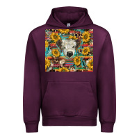 Mauve Wine white Scottish calf and sunflowers Urban Hoodie - BarkalooDesign