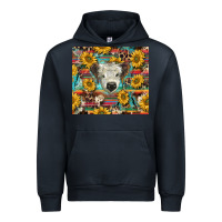 Navy white Scottish calf and sunflowers Urban Hoodie - BarkalooDesign