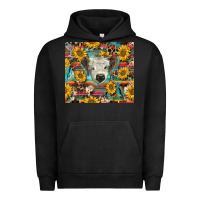 Pigment Black white Scottish calf and sunflowers Urban Hoodie - BarkalooDesign