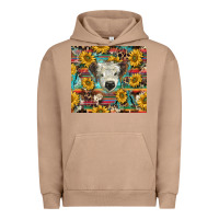 Pigment Burro white Scottish calf and sunflowers Urban Hoodie - BarkalooDesign