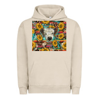 Pigment French Oak white Scottish calf and sunflowers Urban Hoodie - BarkalooDesign