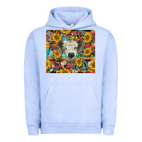 Pigment Grape Ice white Scottish calf and sunflowers Urban Hoodie - BarkalooDesign
