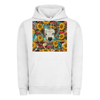 Pigment Lunar Rock white Scottish calf and sunflowers Urban Hoodie - BarkalooDesign