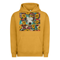 Pigment Peanut Butter white Scottish calf and sunflowers Urban Hoodie - BarkalooDesign