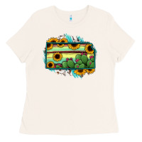 Bone Kansas map sunflower catus serape Ladies Tee - RanaPortraitStore