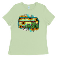 Matcha Kansas map sunflower catus serape Ladies Tee - RanaPortraitStore