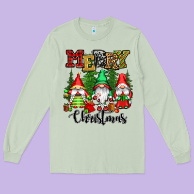 Merry Christmas Gnomes Long Sleeve Tee Designed By Cowgirlartshop