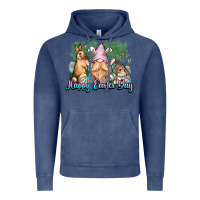 Vintage Denim Gnome bunny Happy Easter Day Vintage Hoodie - HowdyJamesFarm