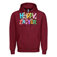 Burgundy Hoppy Easter Zipper Hoodie - CowhideDigitalArt