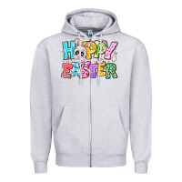 Heather Grey Hoppy Easter Zipper Hoodie - CowhideDigitalArt