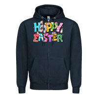 Navy Hoppy Easter Zipper Hoodie - CowhideDigitalArt