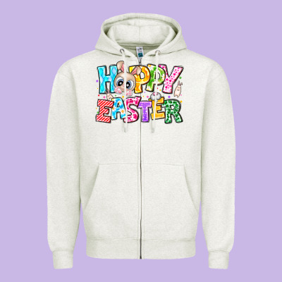 Hoppy Easter Zipper Hoodie Designed By Cowhidedigitalart