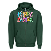 Sports Green Hoppy Easter Zipper Hoodie - CowhideDigitalArt