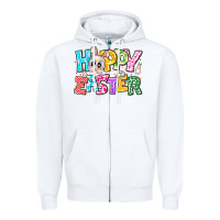 White Hoppy Easter Zipper Hoodie - CowhideDigitalArt