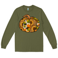 Army Green leopard cowhide sunflower pumpkin Long Sleeve Tee - Jasminsmagicworld