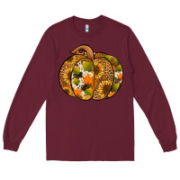 Burgundy leopard cowhide sunflower pumpkin Long Sleeve Tee - Jasminsmagicworld