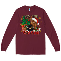 Burgundy tis the season Long Sleeve Tee - CowGirlArtShop