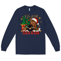 Navy tis the season Long Sleeve Tee - CowGirlArtShop