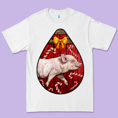 Christmas Pig Premium Tee Designed By Lillyallendesigns