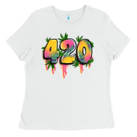 White 420 cannabis Ladies Tee - Artiststas