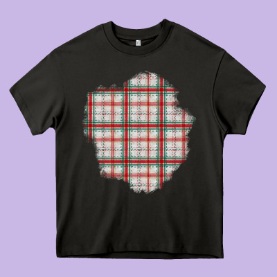 Christmas Tartan Patch Heavy Core Tee Designed By Bundleandbundleshop