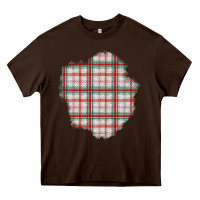 Chocolate Brown Christmas Tartan Patch Heavy Core Tee - BundleAndBundleShop
