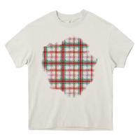 Cream Christmas Tartan Patch Heavy Core Tee - BundleAndBundleShop