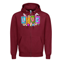 Burgundy Love Easter Zipper Hoodie - CowhideDigitalArt