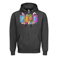 Charcoal Heather Love Easter Zipper Hoodie - CowhideDigitalArt